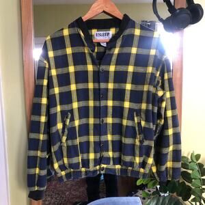 Vintage 90s Esleep Pjams Top Women’s Size Medium Shacket Plaid Button Down‎